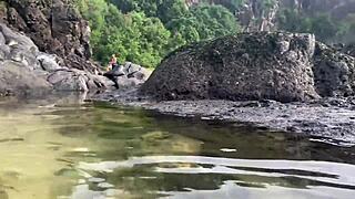 Milf Handjob And Cumshot On Beach With Stranger