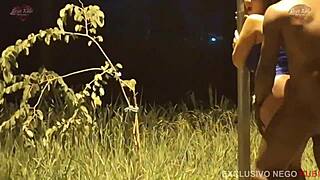 Wife forgets husband while stranger fucks her hard in public