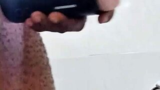Alone in Bathroom, I Stroke My Huge Monster Cock with Toys