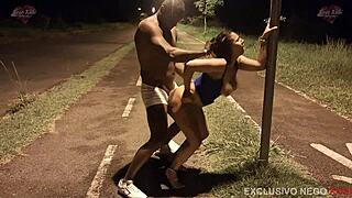 Wife forgets husband while stranger fucks her hard in public