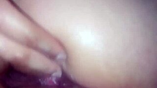 Couple's anal fingering close up with roommate