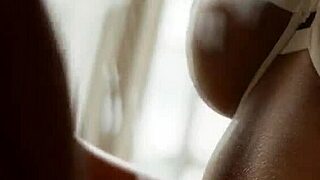 Carmen Nikole strips in white lingerie, revealing her medium tits and naked body