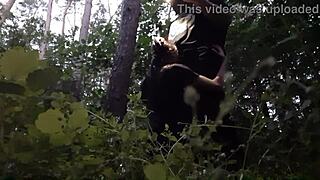 Stepsister gets face fucked in the woods to avoid boyfriend.