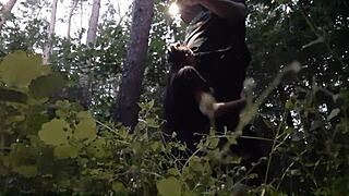 Stepsister gets face fucked in the woods to avoid boyfriend.