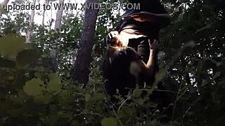 Stepsister gets face fucked in the woods to avoid boyfriend.