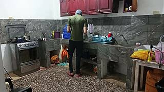 perverted neighbor shows her ass shaking while he's there