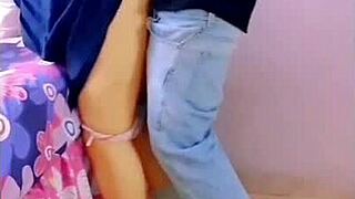 I opened a hole in my neighbor's wall and ended up opening her hot shaved pussy