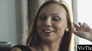 Lesbian lovers in sexy lingerie at the party lick each other's shaved pussies and finger anally