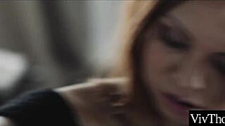 Lesbian lovers in sexy lingerie at the party lick each other's shaved pussies and finger anally