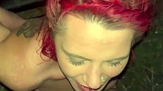 Redhead Streetwalker Gets Naked to Suck Dick in Truck Backseat - Cum in Whore Mouth