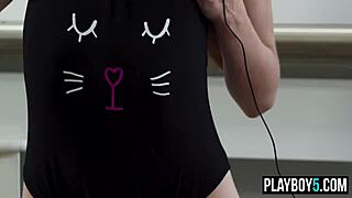 Gorgeous teen model strips, showing off big natural tits