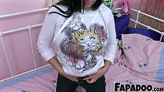 Step daughter masturbates on cam.