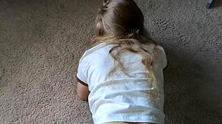 Blonde girlfriend's quick fuck with friend early morning, small tits exposed