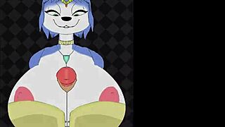 Krystal and Fox Mccloud Engage in Titty Fuck with Monster Cock in Furry Game