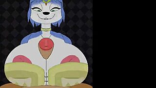 Krystal and Fox Mccloud Engage in Titty Fuck with Monster Cock in Furry Game