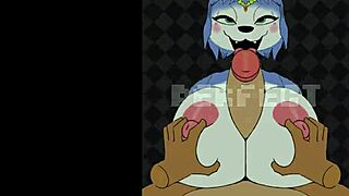 Krystal and Fox Mccloud Engage in Titty Fuck with Monster Cock in Furry Game