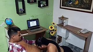 Tall Shemale Cutie Tries Machine Sex