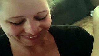Blonde milf wife's sloppy blowjob