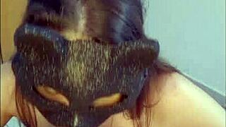 Beautiful Latina with big tits and curvy ass gives an intense blowjob in this homemade video