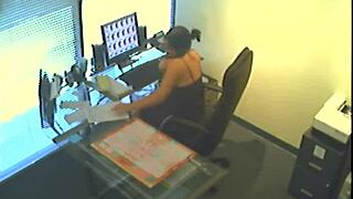 I Caught This Office Slut Masturbating at Work While Wearing Glasses