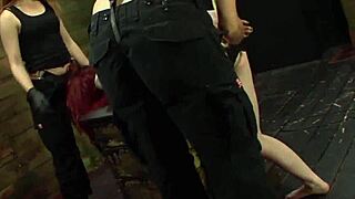 Dirty lesbo Sheena Rose bound for strapon banging