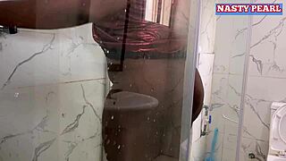 Ebony Housewife Surprised by Husband's Friend in Bathroom Shower