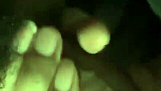 Ebony woman gives big dick blowjob in public bathroom