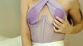 the petite cute teen reveals her perfect tits in a seductive display