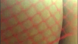 Ebony whore in fishnets squirts wildly with dildo in homemade scene