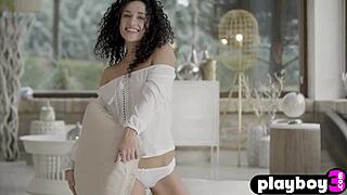 Amazing Curly Babe Strips In Front Of The Camera! Her Body On Display!