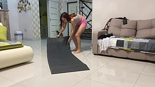 angie elif plays with small tits and pussy after yoga 😍