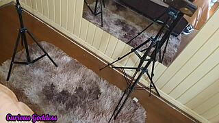 Curious goddess worships big ass and masturbates masseur