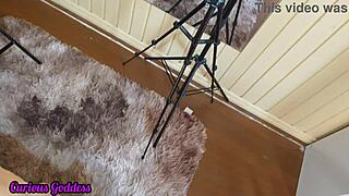 Curious goddess worships big ass and masturbates masseur