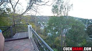 WIFE CUCKS HER HUBBY OUTDOORS, FACE FUCKING HIS BIG COCK WHILE HE WATCHES POV