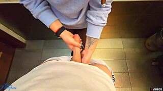 stranger cum in my pantyhose in restaurant toilet