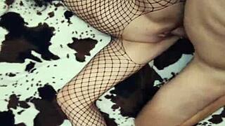 anal with my milf secretary in stockings and creampie