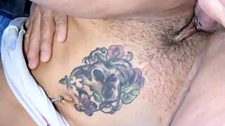 pretty tattooed princess touches wet clit with cock