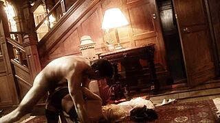 Blonde slut michelle tohrne in heels and lingerie for doggystyle blowjob