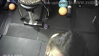 Intense backstage porn shoot with glasses cam capturing man vs women bj and sex match.