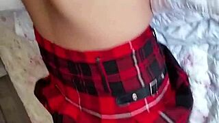 I suck cum from skinny milf in stockings and miniskirt during amateur oral session