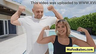 Sexy Blonde Teen Slut Reveals Butt By Pool