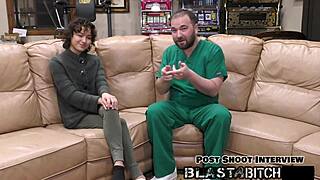 brooklyn rossi sucks dick, gets fucked, blasted with huge cum load backstage