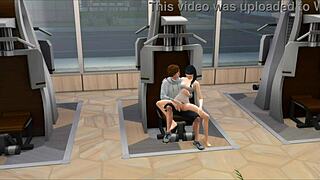 SIMS CHARACTERS FUCK HARD IN THE GYM SAUNA WITH PUBLIC EXPOSURE AND INTENSE PUSSY ACTION
