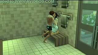 SIMS CHARACTERS FUCK HARD IN THE GYM SAUNA WITH PUBLIC EXPOSURE AND INTENSE PUSSY ACTION