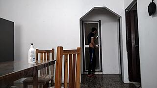 Perverted Stepfather Jerks Off Watching Her In Bathroom