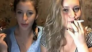 Girls on cam smoking cigarettes and chatting