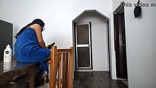 Perverted Stepfather Jerks Off Watching Her In Bathroom