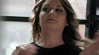 brunette european babe has anal with handjob