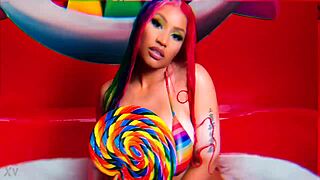 Ebony celebrity Nicki Minaj nude masturbation with big tits