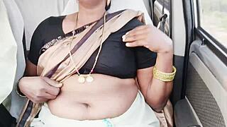 Beautiful Saree Call Girl Dirty Talks in Car Sex
